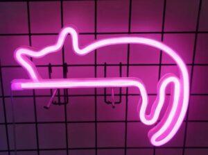 ניאון וייב חתול ורוד שוכב