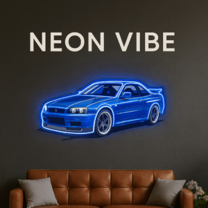 ניאון וייב מכונית מרוץ כחולה