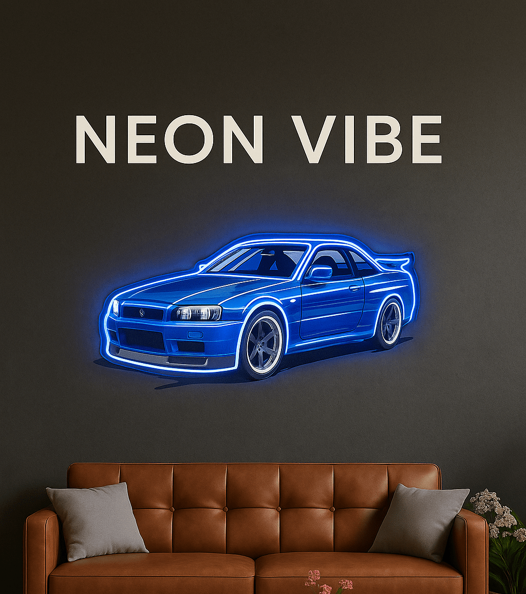 ניאון וייב מכונית מרוץ כחולה