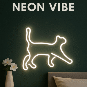 ניאון וייב חתול הולך לבן