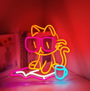 ניאון וייב חתול קורא ספר