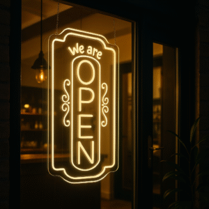 ניאון וייב לעסקים we are open לאורך