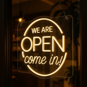 ניאון וייב לעסקים we are open come in