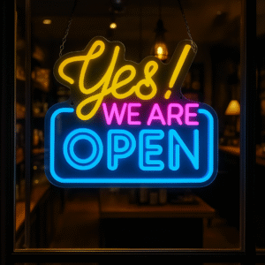 ניאון וייב לעסקים yes we are open