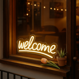 ניאון וייב לעסקים welcome צהוב (סגנון 2)