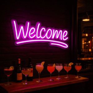 ניאון וייב לעסקים welcome ורוד (סגנון 1)