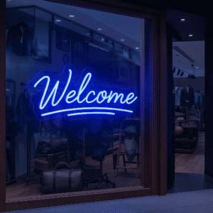 ניאון וייב לעסקים welcome כחול