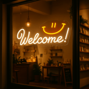 ניאון וייב לעסקים !welcome עם חיוך