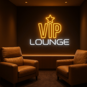 ניאון וייב לעסקים vip lounge צהוב לבן