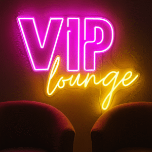 ניאון וייב לעסקים vip lounge ורוד צהוב