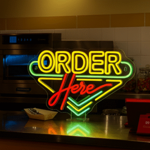 ניאון וייב לעסקים order here צהוב, ירוק, ואדום