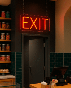 ניאון וייב לעסקים שלט יציאה "exit" אדום מרובע