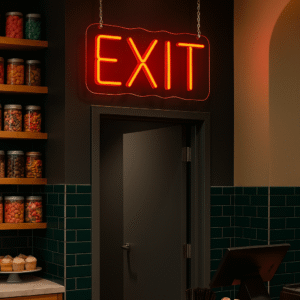 ניאון וייב לעסקים שלט יציאה "exit" אדום מרובע