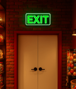 ניאון וייב לעסקים שלט יציאה "exit" ירוק מרובע