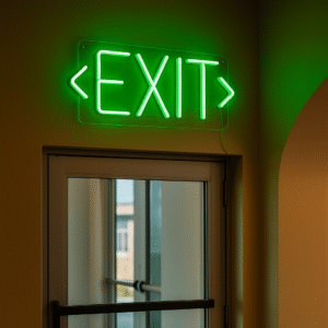 ניאון וייב לעסקים שלט יציאה "exit" ירוק זוהר