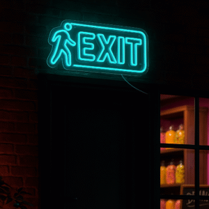 ניאון וייב לעסקים שלט יציאה "exit" כחול