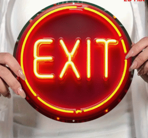 ניאון וייב לעסקים שלט יציאה "exit" אדום עגול