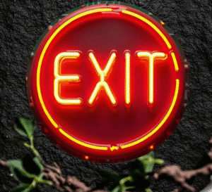 ניאון וייב לעסקים שלט יציאה "exit" אדום עגול
