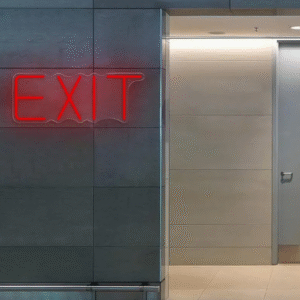 ניאון וייב לעסקים שלט יציאה "exit" אדום מרובע