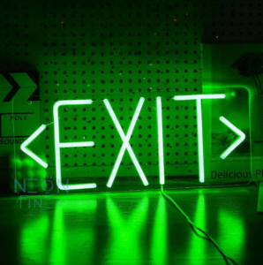 ניאון וייב לעסקים שלט יציאה "exit" ירוק זוהר