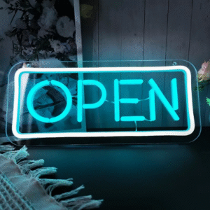 ניאון וייב לעסקים open כחול