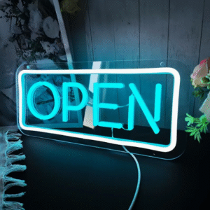 ניאון וייב לעסקים open כחול