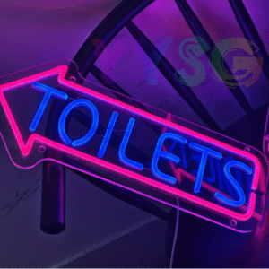 ניאון וייב לעסקים toilet עם חץ ימינה/ שמאלה