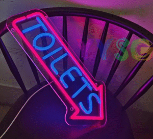 ניאון וייב לעסקים toilet עם חץ ימינה/ שמאלה