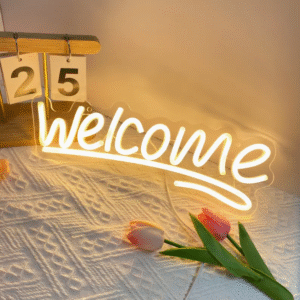 ניאון וייב לעסקים welcome צהוב (סגנון 2)