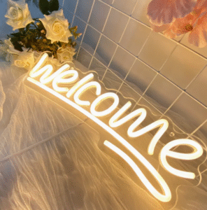 ניאון וייב לעסקים welcome צהוב (סגנון 2)