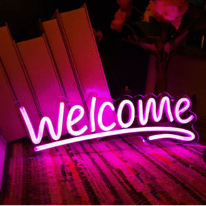 ניאון וייב לעסקים welcome ורוד (סגנון 1)