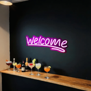 ניאון וייב לעסקים welcome ורוד (סגנון 1)