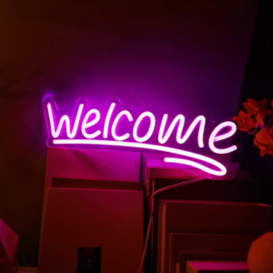 ניאון וייב לעסקים welcome ורוד (סגנון 1)