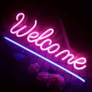 ניאון וייב לעסקים welcome ורוד (סגנון 2)