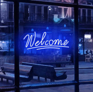 ניאון וייב לעסקים welcome כחול