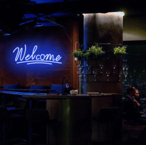 ניאון וייב לעסקים welcome כחול