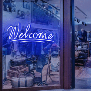 ניאון וייב לעסקים welcome כחול